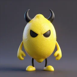 demonic lemon character, octane render