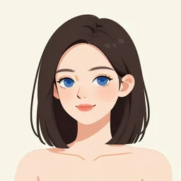 simple illustration of an attractive young woman, medium length dark hair, blue eyes, thick glasses, symmetrical, thinking, vector art, vaporwave, blade runner style, cyberpunk, neon lighting, teal, purple, pink