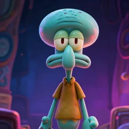 photorealistic scared squidward. hyperdetailed photorealism, 1 0 8 megapixels, amazing depth, glowing rich colors, powerful imagery, psychedelic overtones, 3 d finalrender, 3 d shading, cinematic lighting, artstation concept art