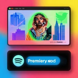 spotify premium ad on twitter, corporate art style