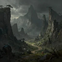 mythical landscape, matte painting, dramatic lighting, artstation