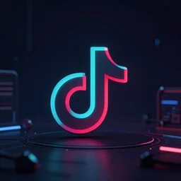 new design Tik-tok logo, colorful, cyberpunk, neon, future