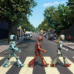 robots on abbey road, fantasy art