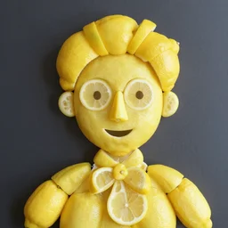 lemony snicket portrait made from lemons, detailed,