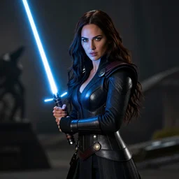 megan fox with lightsabre