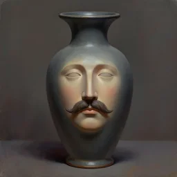 oil matte portrait, humanoid vase, with a mustache. digital painting, fantasy, concept art, cinematic colors, realistic shaded. by ilya kuvshinov, magali villeneuve, artgerm, greg rutkowski