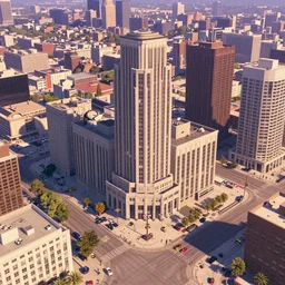aerial footage of 1960s Detroit, still from a Disney & Pixar cgi film (2016)