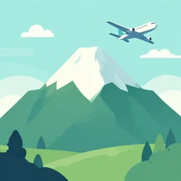 airplane mountain flat vector illustration trending on artstation