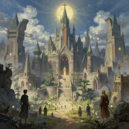 the holy nation, fantasy city art by james c. christensen and noriyoshi ohrai, full picture