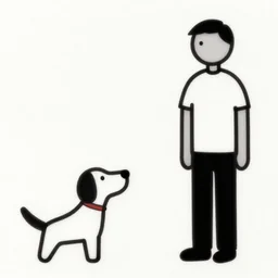 stickman drawing of a dog and a man