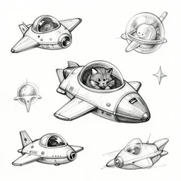 cat spaceship sketches by space goose
