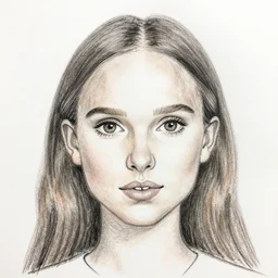 kindergarten drawing, pencil macro portrait of natalie portman, kid's drawing