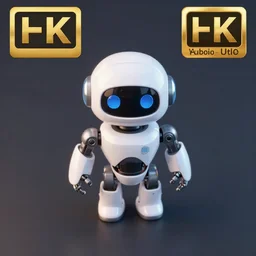 tiny toy-like robot looking up at the camera. Birds eye view. Smooth, sharp, award winning render, photorealistic, 3d render, unreal engine, 8k, hd
