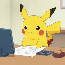pikachu doing taxes