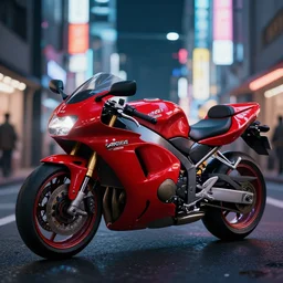 photo of Akira bike :: ultra realistic render of Akira motorbike in the streets of Tokyo at night, octane render, cyberpunk, 8K, depth of field, bokeh, Akira moto, Akira red bike, ultra detailed, photorealistic
