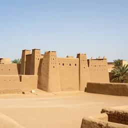 High-quality photography of the main square of an old West African city made of mud bricks, Timbuktu, National Geographic