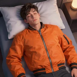 waking dream, d. va from overwatch wearing orange ektachrome bomber jacket, craig mullins style