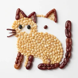 cat made of beans, bean cat, bean