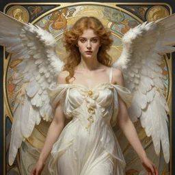 a photograpic portrait of a pretty woman, angel, fantasy, intricate, elegant, highly detailed, digital painting, artstation, centered, concept art, smooth, sharp focus, illustration, art by artgerm and h r giger and alphonse mucha