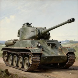 17th century painting of T-34-85 tank