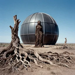 photo of a stargate by marc adamus, land art made of gnarled tree roots by jaehyo lee, with a mysterious woman figure
