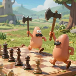 lemmings on the run, chess game, swords and axes