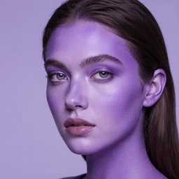 photo of a beautiful woman with purple skin