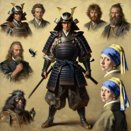 full image of a samurai, character design, painting by gaston bussiere, katsuya tirada, nk wyeth, greg rutkowski, craig mullins, vermeer, frank frazetta, fly, tom from finland, trend on artstation, jeffrey catherine jones, photorealistic screenshot