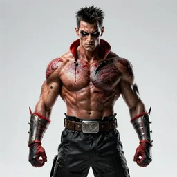 guy fierias dressed as akuma street fighter, ultra realistic, concept art, intricate details, eerie, highly detailed, photorealistic, octane render, 8 k, unreal engine. art by artgerm and greg rutkowski and magali villeneuve and alphonse mucha