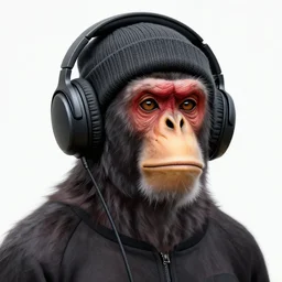 ape with headphone and beanie, extremely detailed, sharp focus, wide view, smooth, digital illustration, by james jean, by rossdraws, frank franzzeta, mcbess, sakimichan, brosmin, danton fadeev, steve simpson