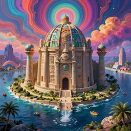 lost city of atlantis, hyper realism, colorful, 8 k, realistic, psychedelic