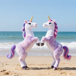 1 0 0 unicorns in pajamas dancing on the beach