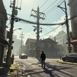 an concept art illustration, photorealistic shadowrun street with large electric wires, fantasy, ultra realistic, inspired by dylan cole, trending in artstation, cgsociety, octane render, ultra sharp, unreal engine, digital painting, 8 k