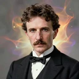 masterpiece portrait of 4 0 year old gentleman genius inventor nikola tesla, kind eyes, wearing a tuxedo, hyper realistic face, volumetric lighting, fantasy art, epic, in the style of greg rutkowski, donato giancola, tom bagshaw, intricate, hyper detailed, smooth, vibrant aura