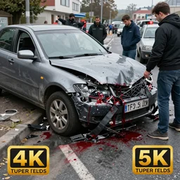''a horrible and bloody car crash accident, super realistic, 4k''