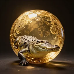 a crocodile made into an orb, majesty, wonderful, brilliant,