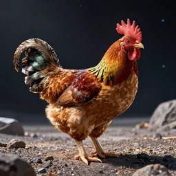 a japanese bantam chicken in space