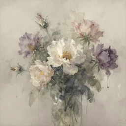 muted color!! ( ( ( ( ( ( ( ( ( ( ( ( ( watercolor of flowers painterly, granular dripping running. very muted colors. ) ) ) ) ) ) ) ) ) ) ) ) ) by jean - baptiste monge!!!!!!!!!!!!!!!!!!!!!!!!!!!!!!