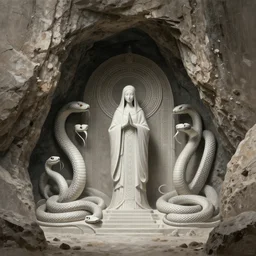sacred cave, rough, monumental, minimalistic, brotherhood of the snakes, shrine, priestess, intricate, highly detailed, digital painting, artstation, concept art, smooth, sharp focus, illustration, Unreal Engine 5, 8K, art by artgerm and greg rutkowski
