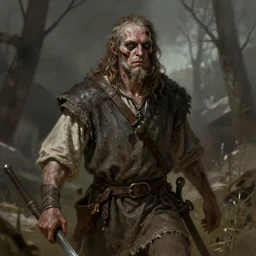 medieval zombie peasant, D&D character, highly detailed, digital fantasy character, painted portrait, artstation, concept art, hard focus, illustration, art by artgerm and greg rutkowski and Alphonse Mucha and Craig Mullins, James Jean, Andrey Ryabovichev, Mark Simonetti and Peter Morbacher, 16k,