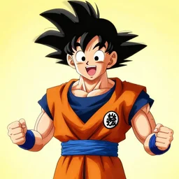 goku happy illustration by akira toriyama, flat colors, artstation