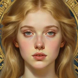 beautiful symmetrical face!! portrait of young woman blessed with ever - increasing physical and mental perfection, realism, blonde hair, perfect face!! intricate, elegant, highly detailed, vision of holy perfection!! digital painting, artstation, concept art, smooth, sharp focus, illustration, humanity, art by artgerm and greg rutkowski and alphonse mucha