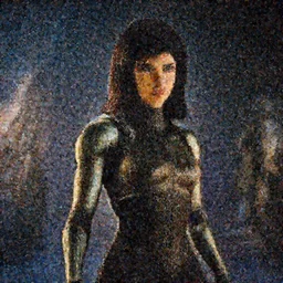 Courtney Miller from Smosh as Alita in Alita:Battle Angel, Film Still, 35mm dramatic lighting, cinematic, deep focus, styleframe,