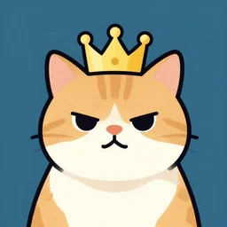 a smug cat wearing a crown, vector, pixta.jp