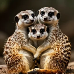Photo of human meerkats snuggling