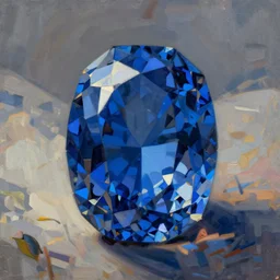 a painterly stylized blue gem by james gilleard