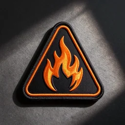 a photo of a retro minimalist clean fire flame warning goth patch