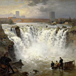 waterfall flooding an entire city. victorian age. highly detailed painting by gaston bussiere, craig mullins, j. c. leyendecker