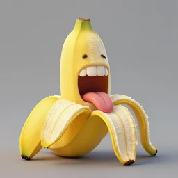 a banana peel with teeth and tongue, artstation