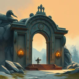 the portal. highly detailed, digital painting, watercolor, soviet realism, engraving, artstation, concept art, smooth, sharp focus, vivid grunge, manga, illustration, unreal engine 5, 8 k, art by bilibin and kilian eng and malevich and mucha